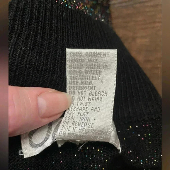 90s Dressbarn women’s black rainbow metallic sparkle sweater turtleneck medium - Picture 12 of 16